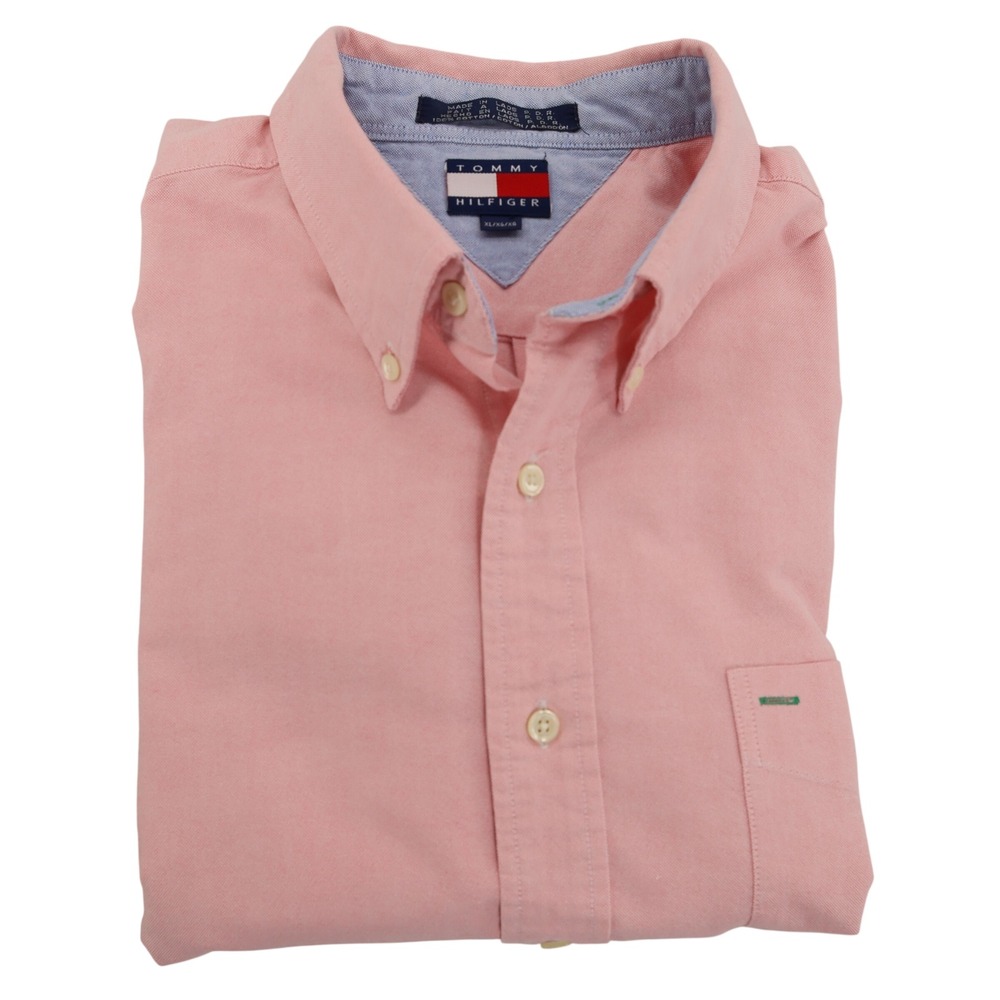 Tommy Hilfiger Mens XL Pink Oxford Long Sleeve Button Down Crest Logo Shirt - Picture 5 of 9
